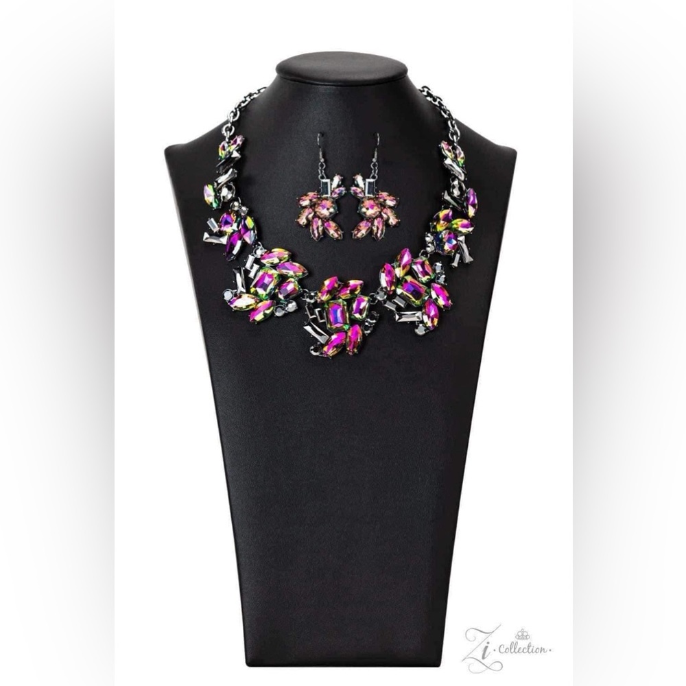 IC COLLECTION Vibrant Jewel-Toned Necklace and Earrings